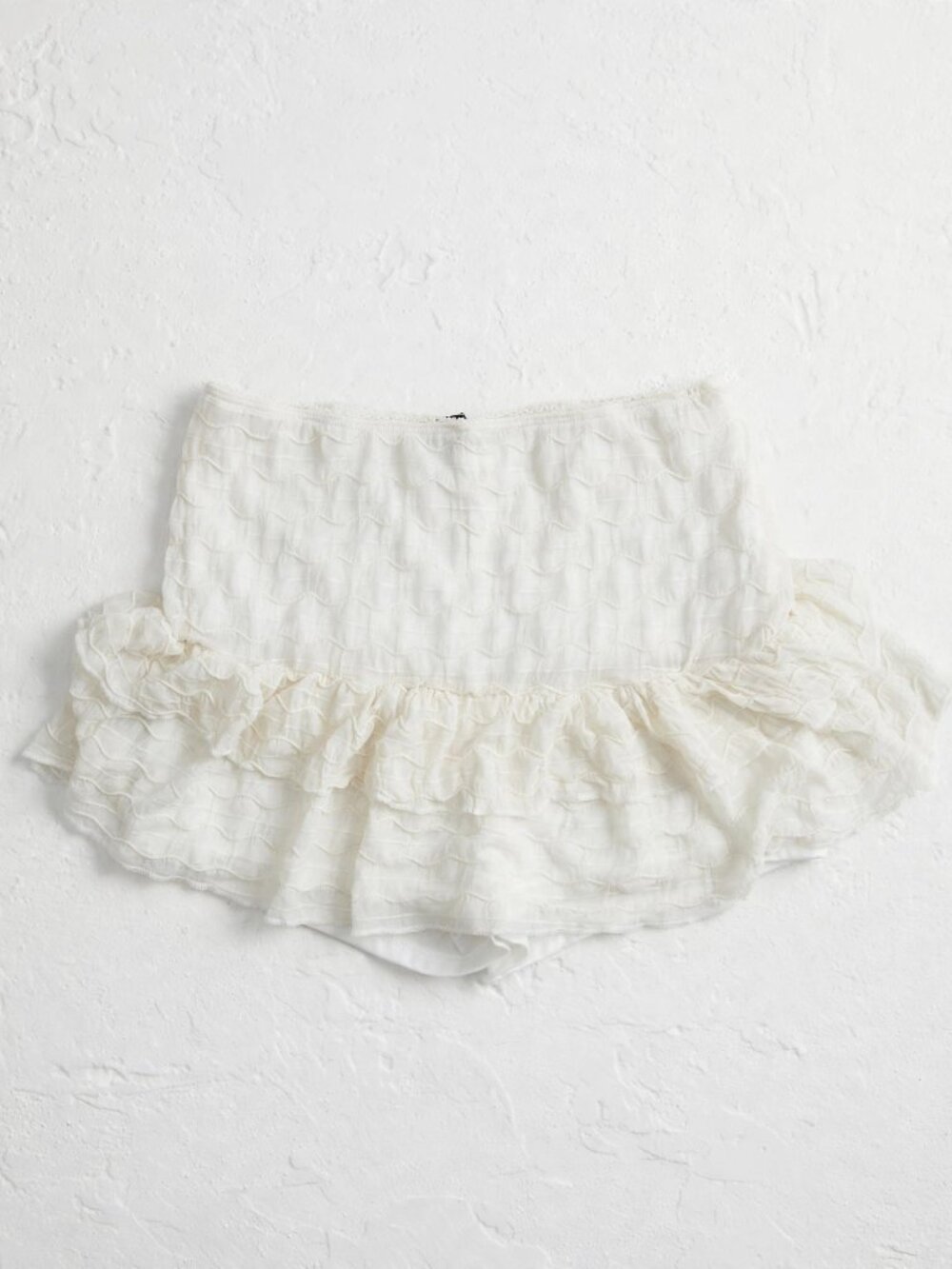 Forever 21 White Mesh Ruffled Mini Skort L Coquette Fairycore